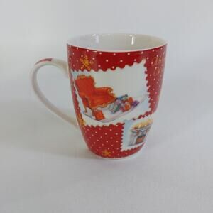 VTG All For You Holiday Coffee Cup Mug Fireplace Stockings USA